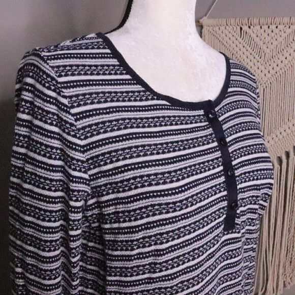 LL Bean | Vintage 1990's Printed Long Sleeve Top Medium - Picture 3 of 7